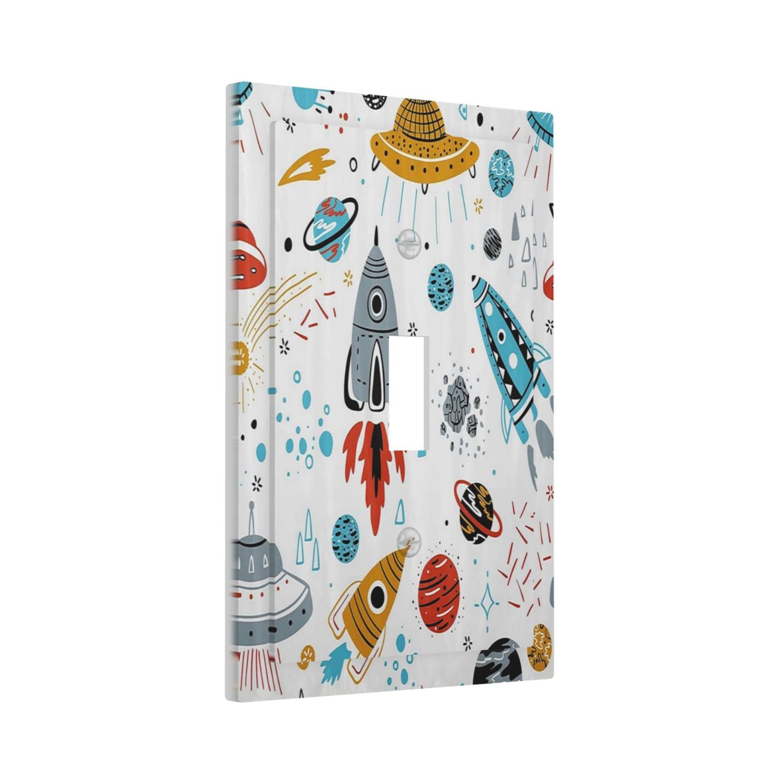 Wpshijia cartoon space rocket switch cover adds playful color to 2-gang outlets