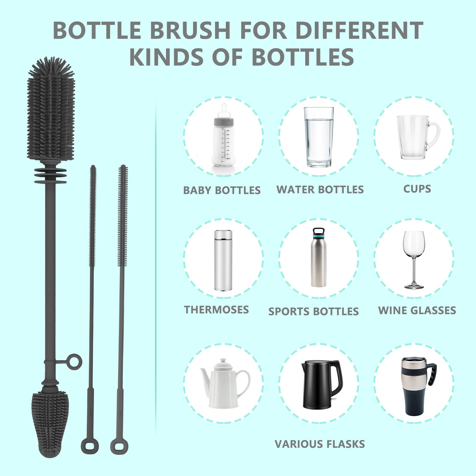 WQSS AOEIU bottle nipple cleaner for narrow-mouth parts
