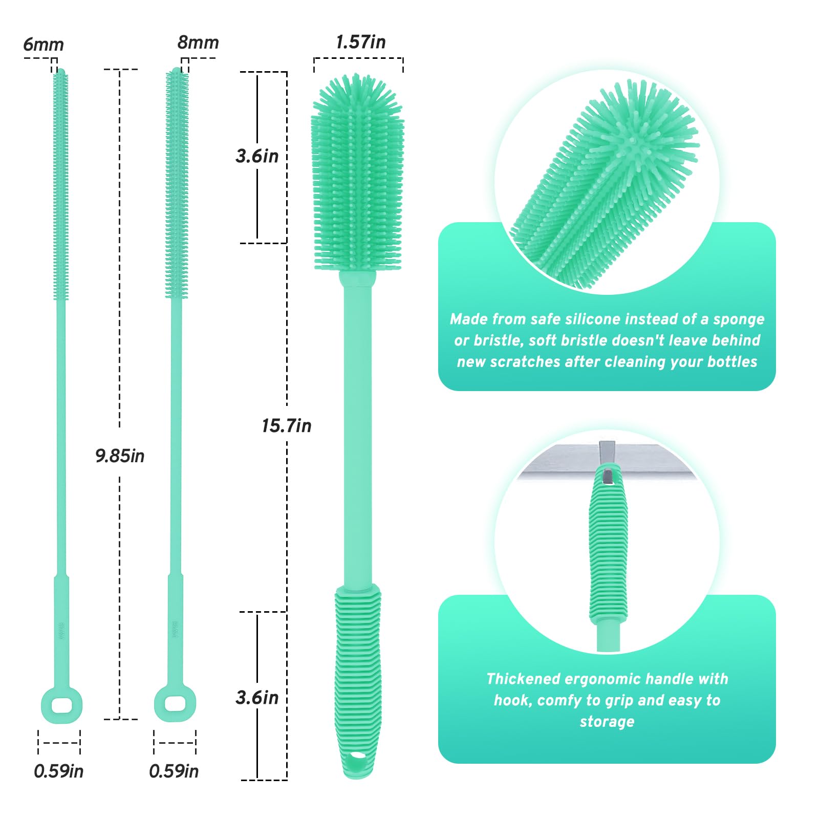 WQSS AOEIU hanging design helps dry and store brushes neatly.