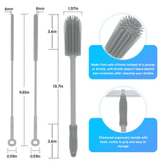 WQSS AOEIU brush cleans inside bottles thoroughly with dense bristles and flexible design.