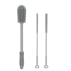 WQSS AOEIU silicone bottle brush set close-up highlighting soft, durable bristles for scratch-free cleaning.