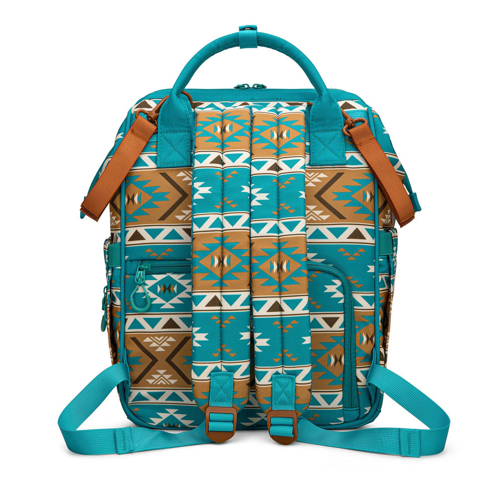 Wrangler Aztec Backpack dimensions 16.5 by 11.5 by 6 inches for compact portability.
