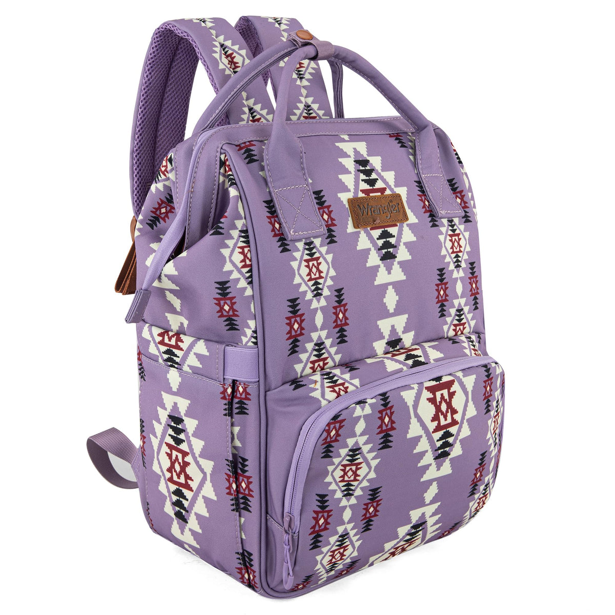 Wrangler Aztec Backpack front view showing compact daily-use profile for baby gear