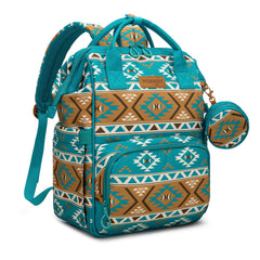Wrangler Aztec Backpack front view, ideal for organized baby gear on daily outings.