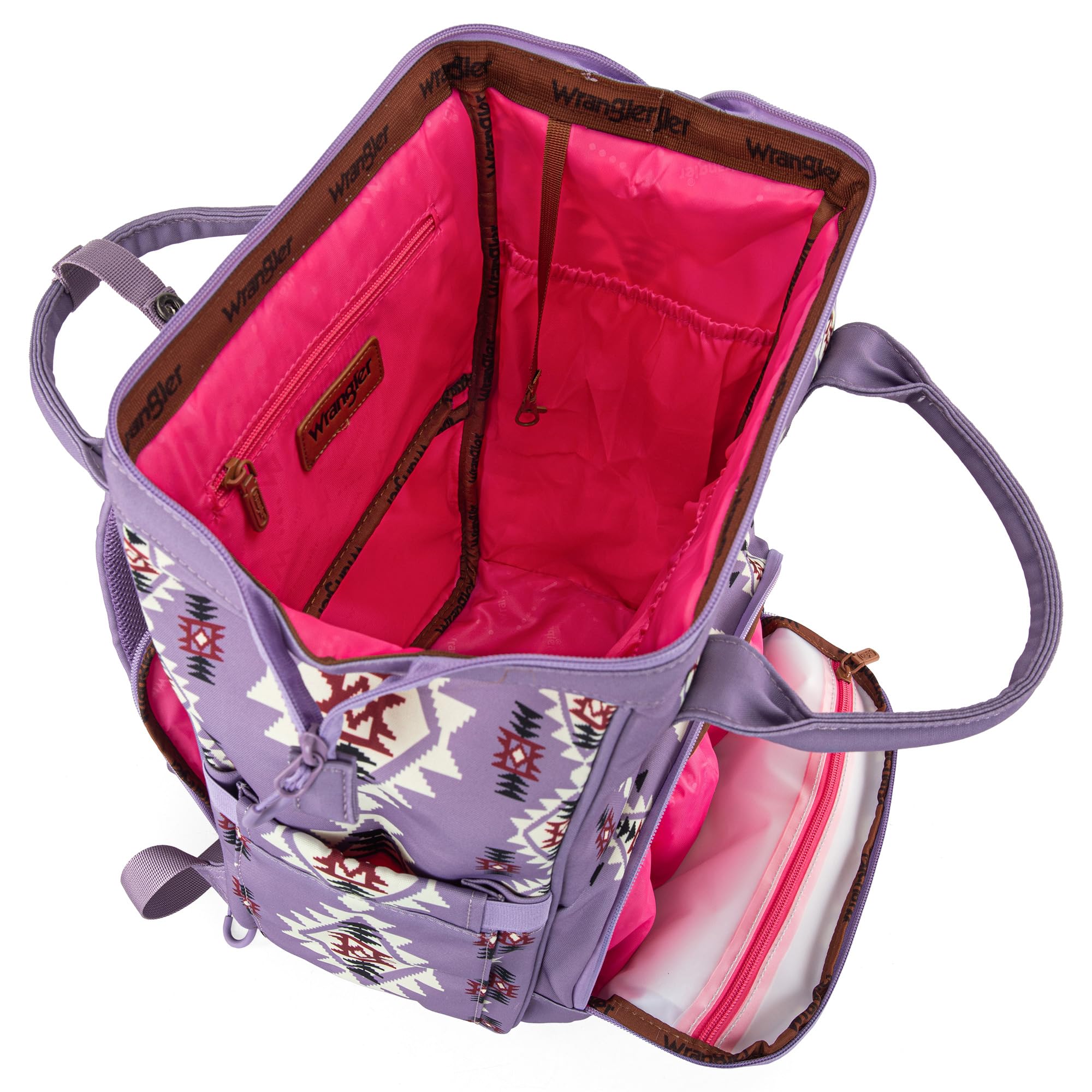 Wrangler Aztec Backpack insulated bottle pockets in action for on-the-go feeds