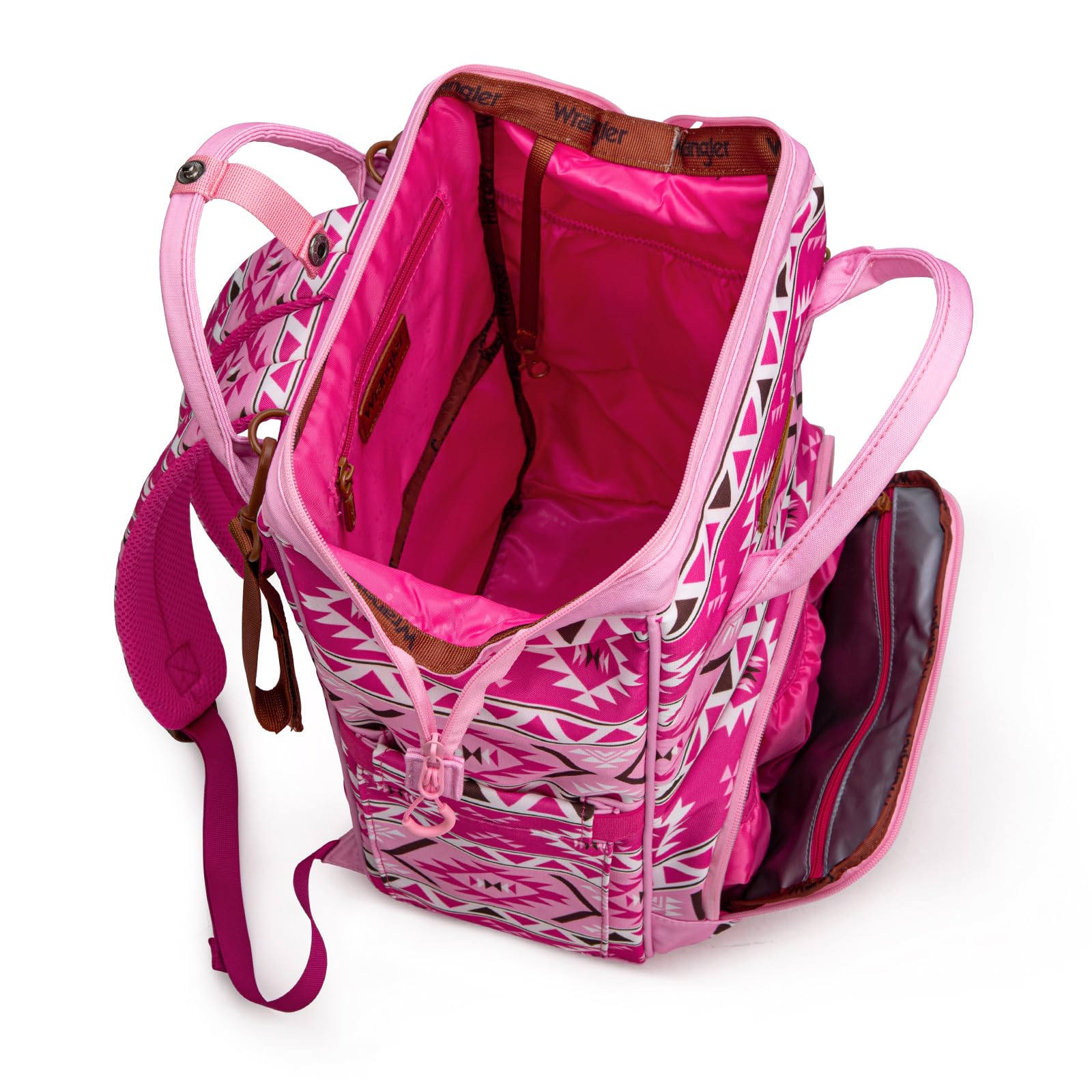 Wrangler Aztec Backpack insulated pockets for bottles on the go.
