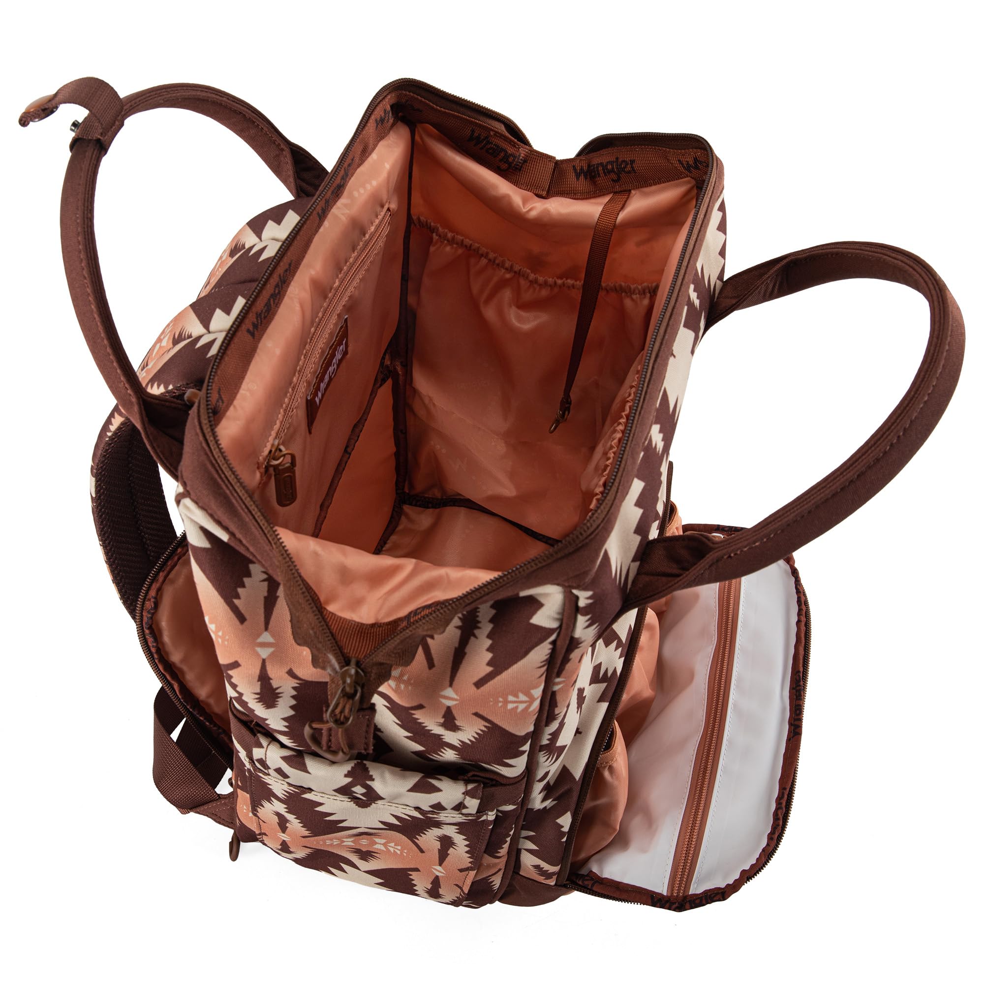 Wrangler Aztec Backpack insulated pockets keep bottles at ideal temp.