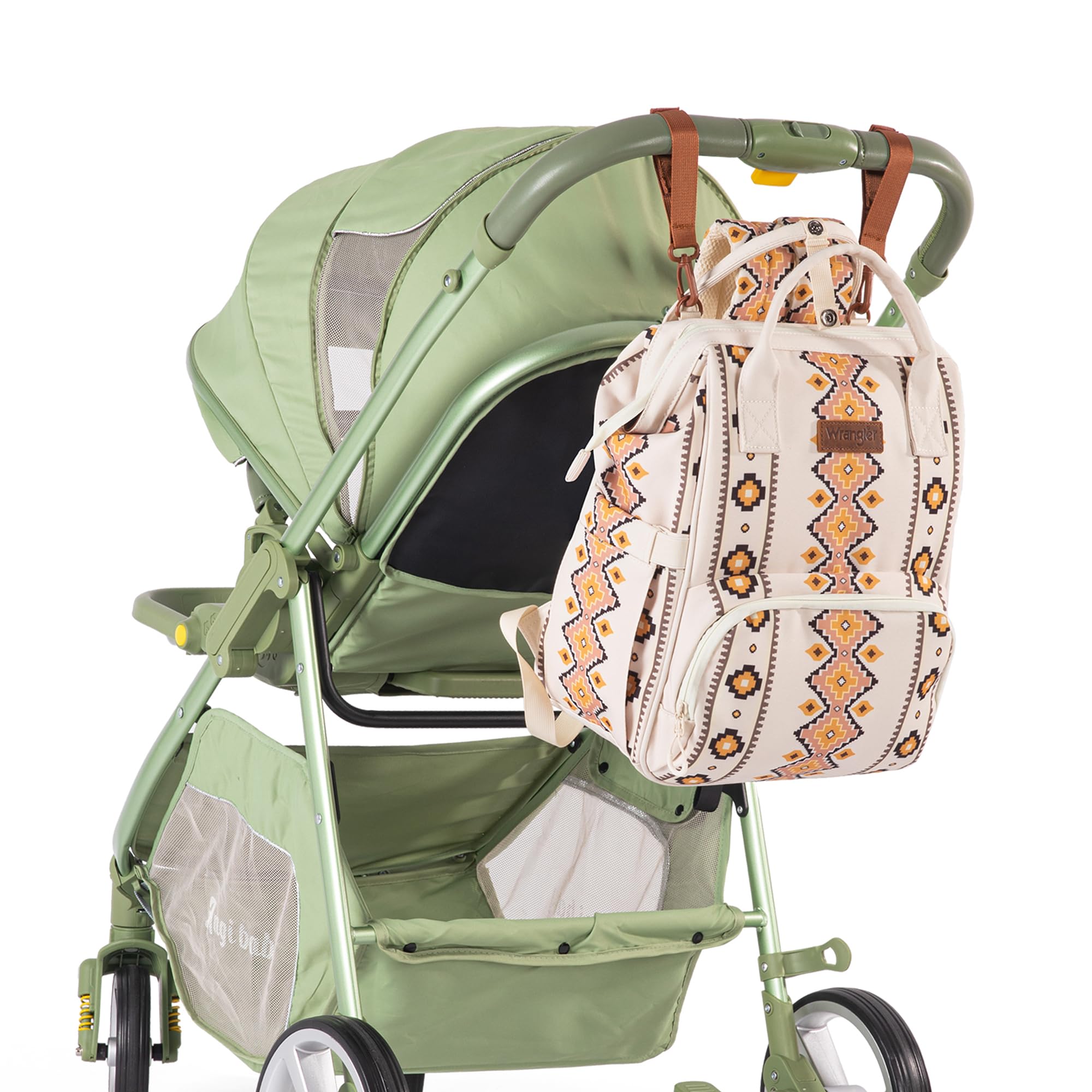 Wrangler Aztec Backpack interior-organization makes baby essentials easy to locate.