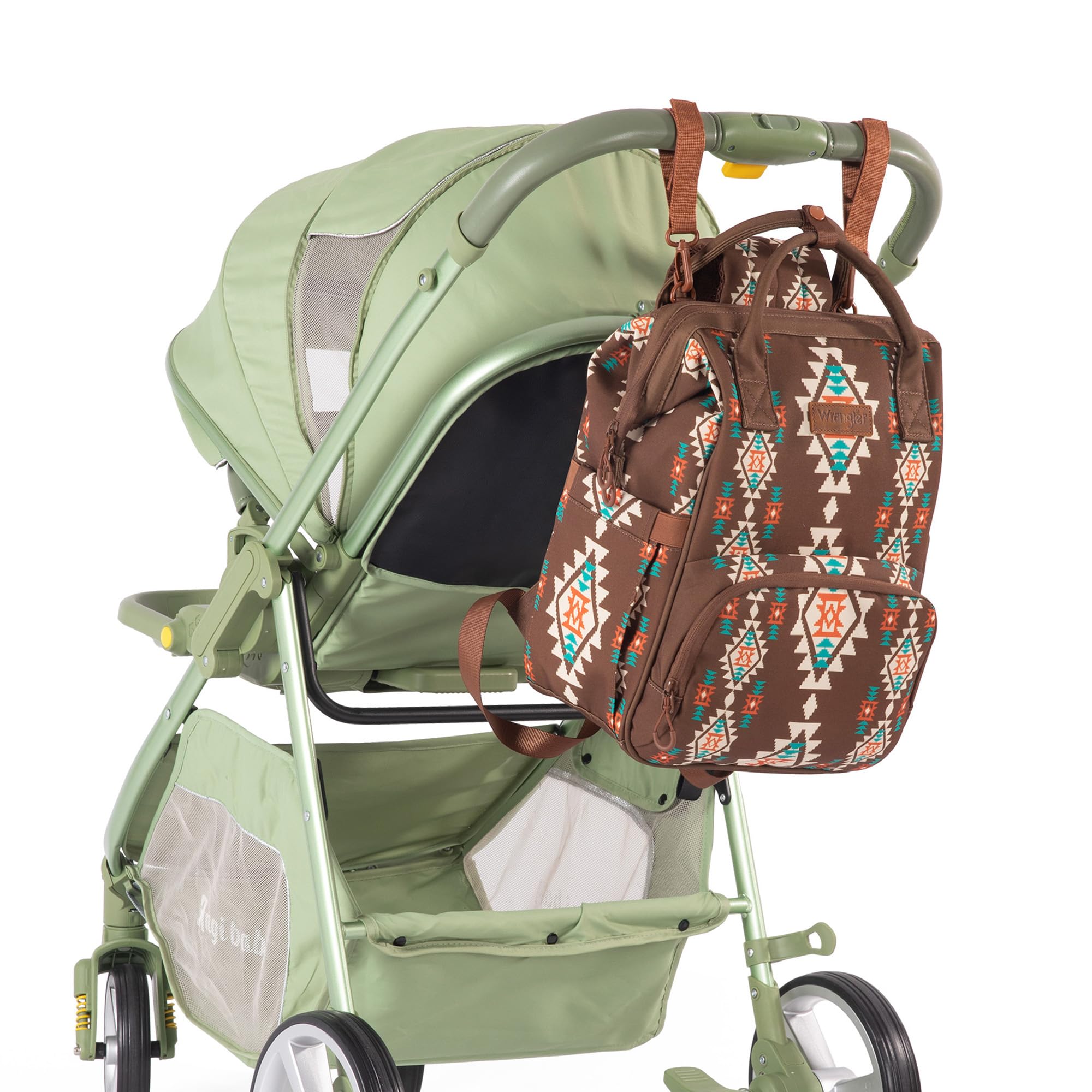 Wrangler Aztec Backpack worn on shoulder with comfortable straps