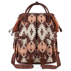 Wrangler Aztec Backpack interior pocket layout highlights multiple pockets for easy packing.