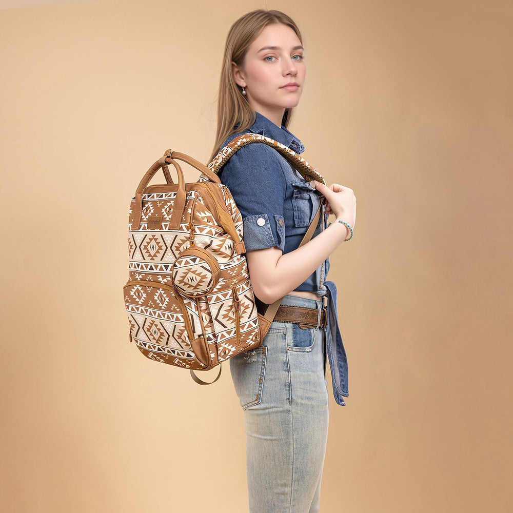 Wrangler Aztec Backpack with padded adjustable straps for comfort.