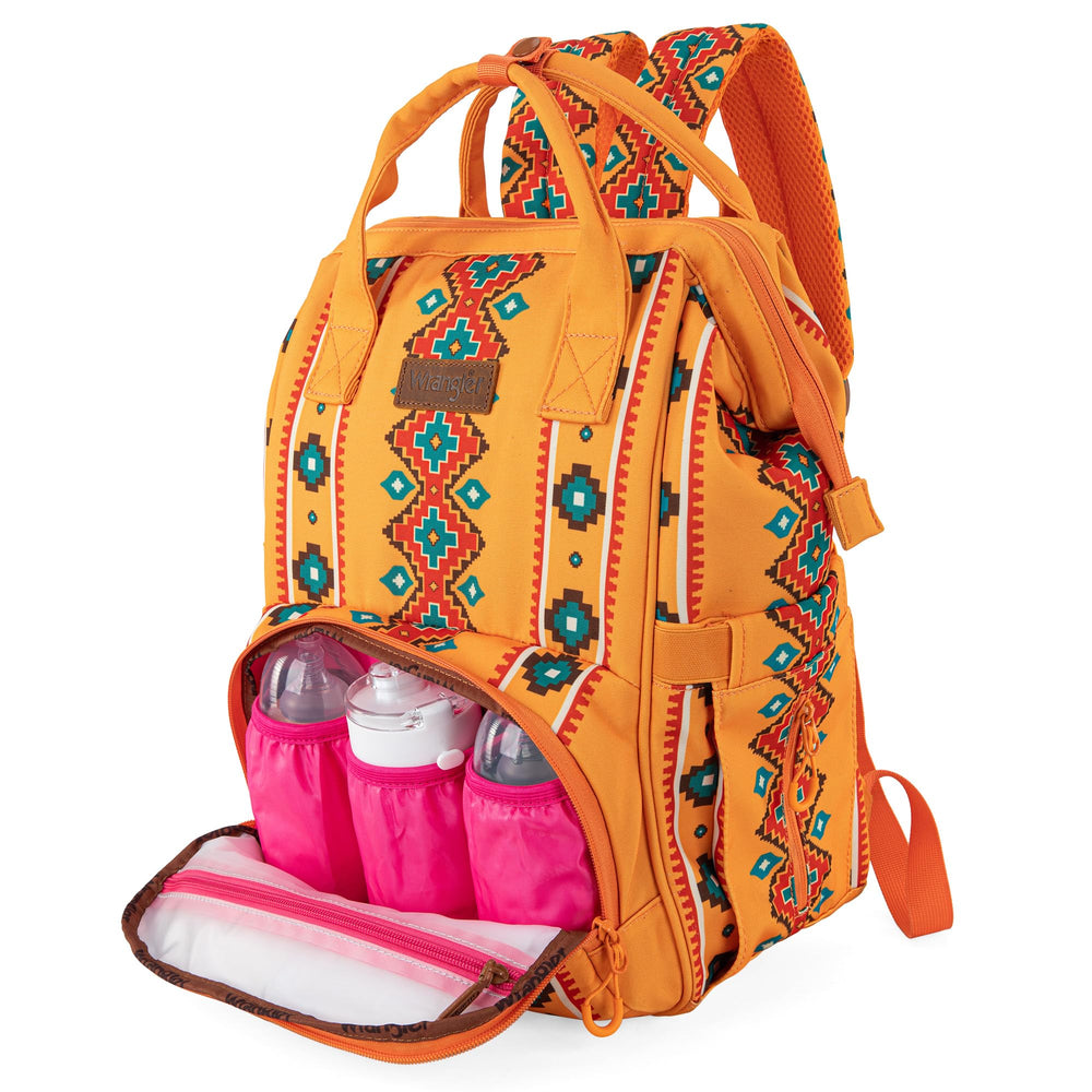 Wrangler Aztec backpack side bottle pocket for easy access