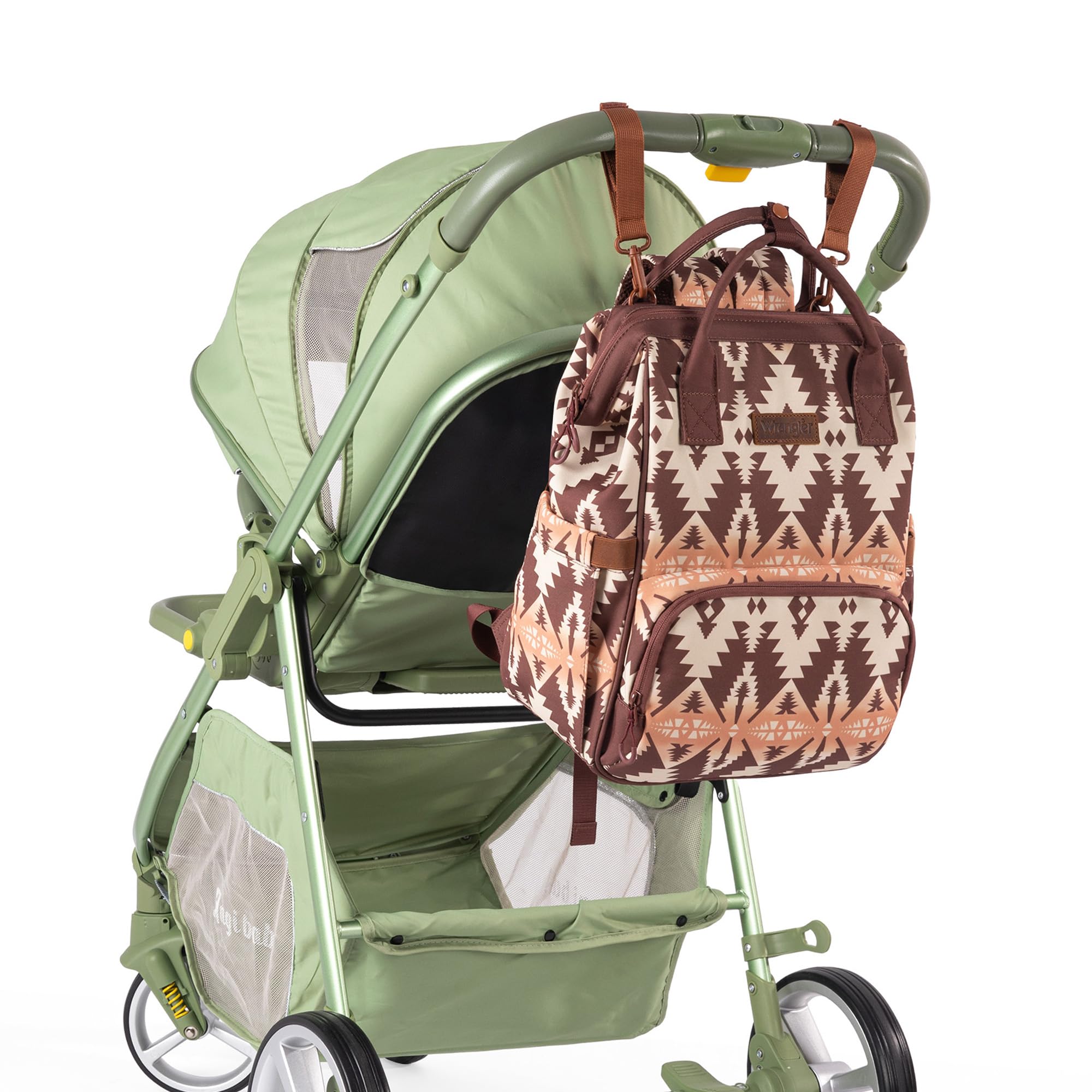 Wrangler Aztec Backpack side bottle pocket for quick access.