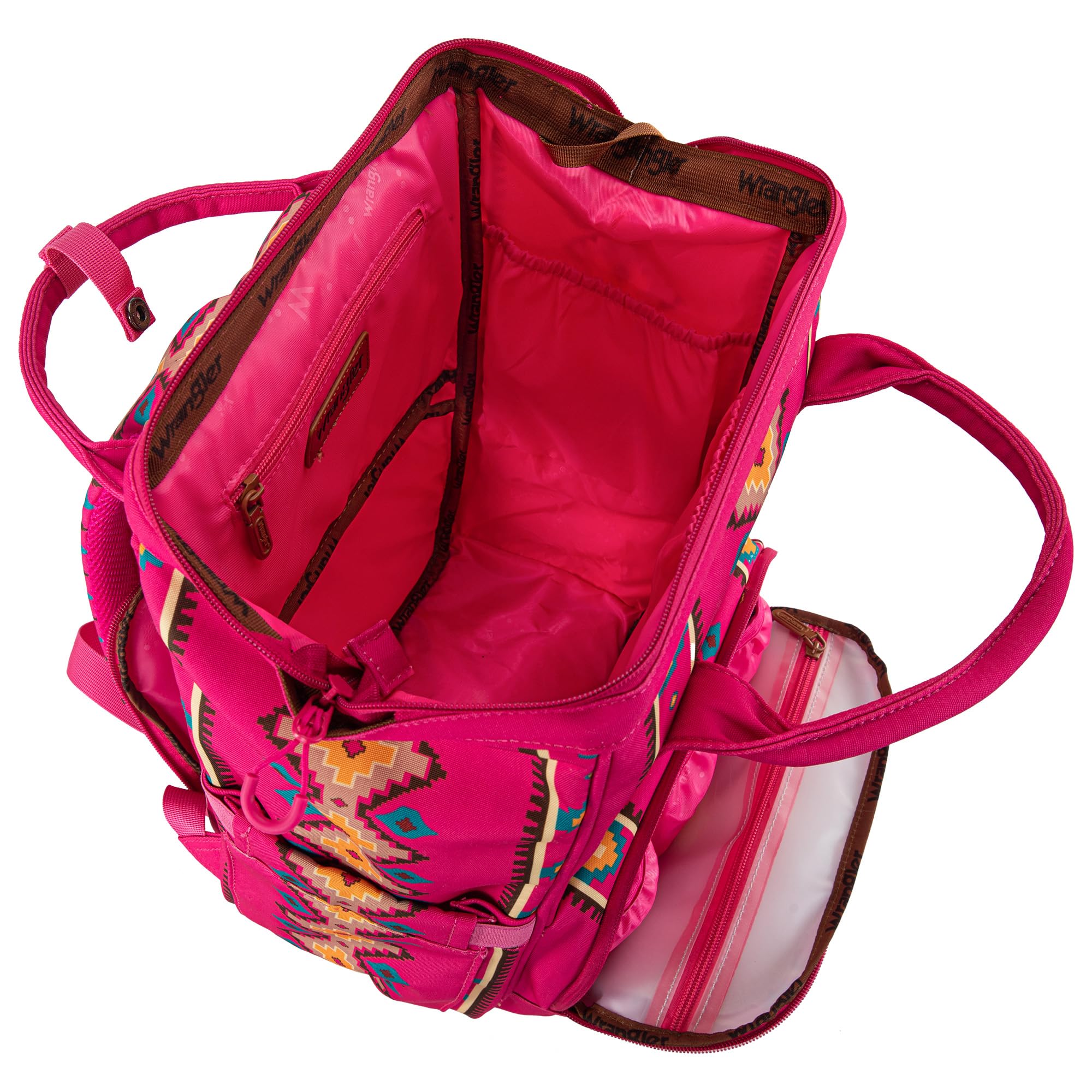 Wrangler Aztec Backpack with stroller strap for hands free mobility