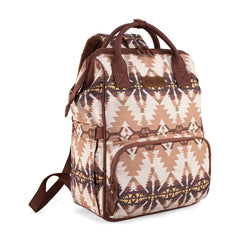 Wrangler Callie diaper bag backpack front view with roomy layout for on-the-go parenting.