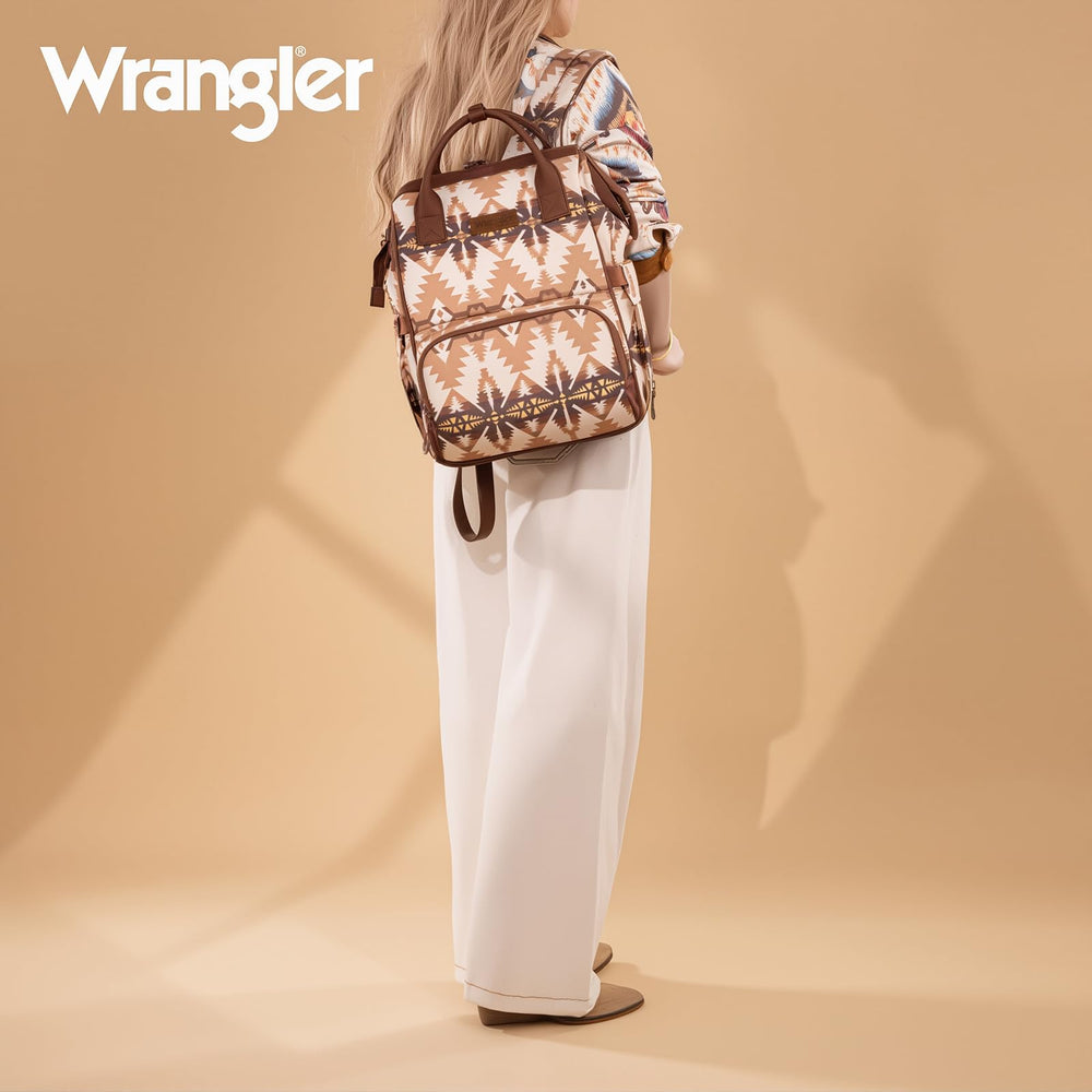 Wrangler Callie diaper bag backpack insulated pockets keep bottles organized for outings.