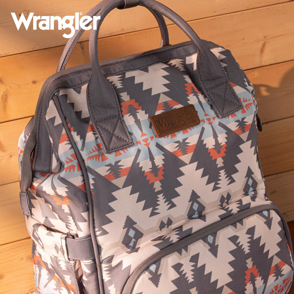 Wrangler Callie diaper bag with multiple pockets supports organized travel with baby gear