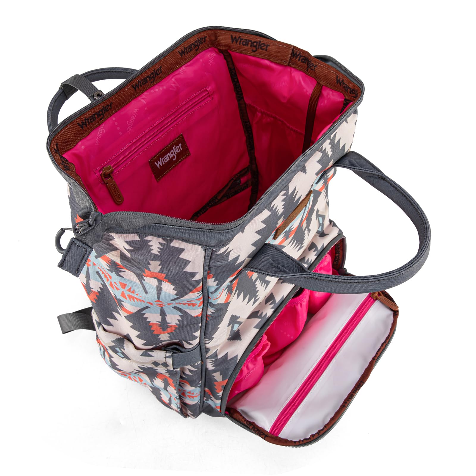 Wrangler Callie diaper bag back-friendly design with adjustable padded straps for comfort