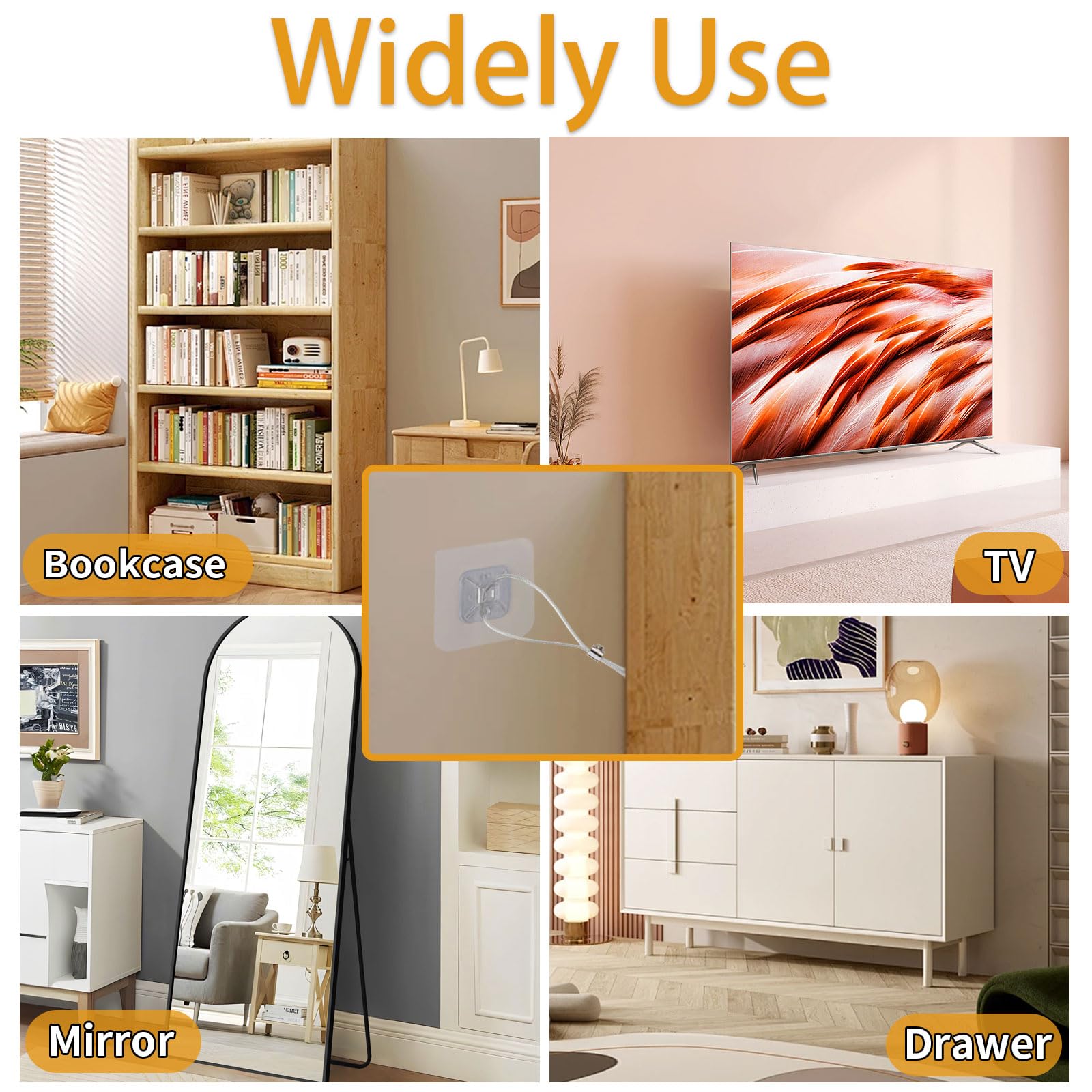WRICHEAR no-drill adhesive installation image demonstrates quick, tool-free setup.
