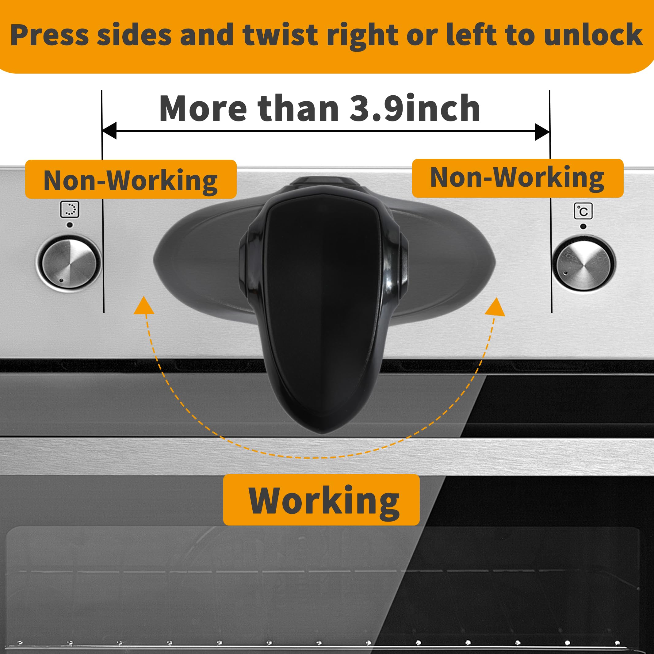 WRICHEAR oven door lock close-up highlights durable, high-temperature resistant design for safety.