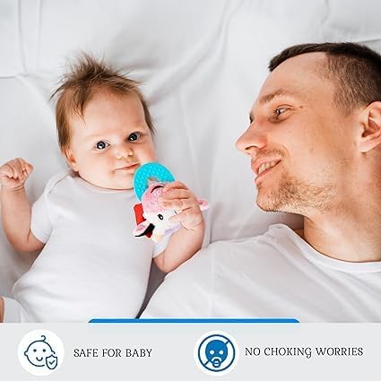 Wristy Buddy machine-washable teether is easy to clean and reuse.