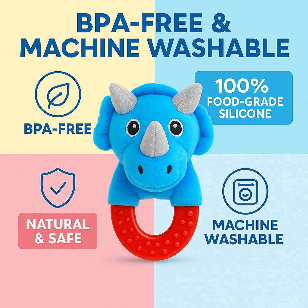 Wristy Buddy teething ring easy-grip shape simplifies holding for babies.