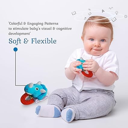 Wristy Buddy teething ring infant-toy-pack inclusion supports teething needs.