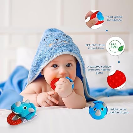Wristy Buddy teething ring machine-washable for quick cleanups.