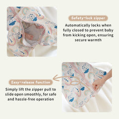 Wrrernsin sleep sack featuring a two-way zip for quick changes