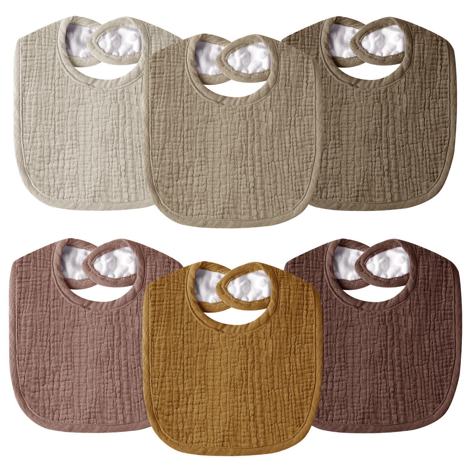 Wrrernsin Muslin Baby Bib front view with absorbent cotton and soft backing for drool relief