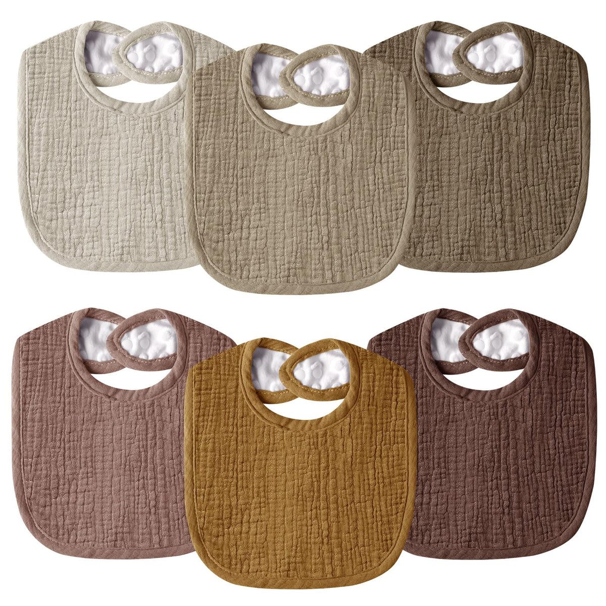 Wrrernsin Muslin Baby Bib front view with absorbent cotton and soft backing for drool relief