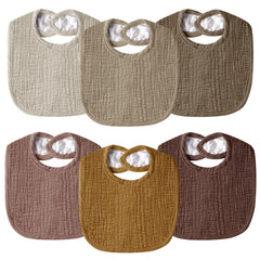 Wrrernsin Muslin Baby Bib front view with absorbent cotton and soft backing for drool relief