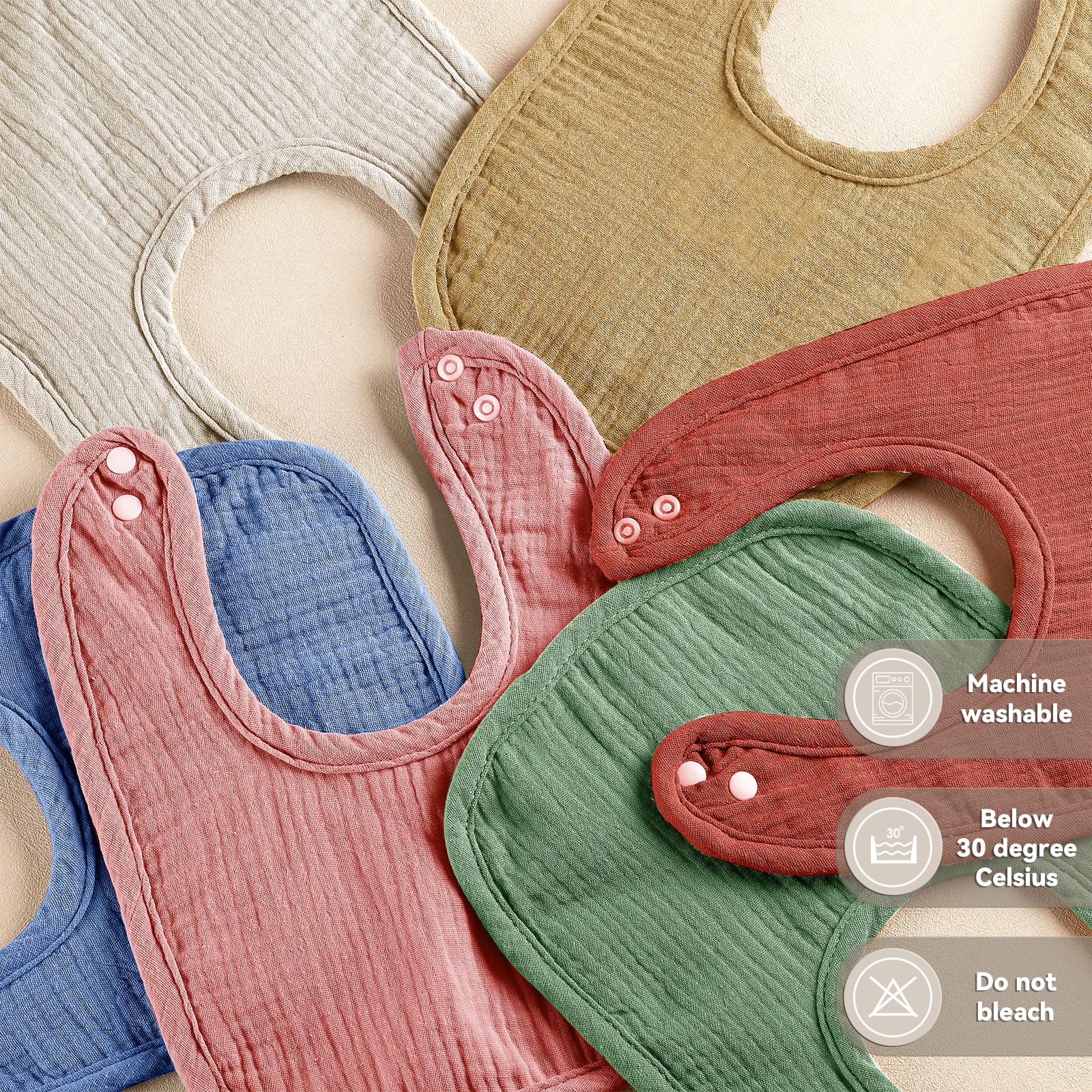 Wrrernsin Muslin Baby Bib neutral-colors set emphasizes versatile outfit matching.