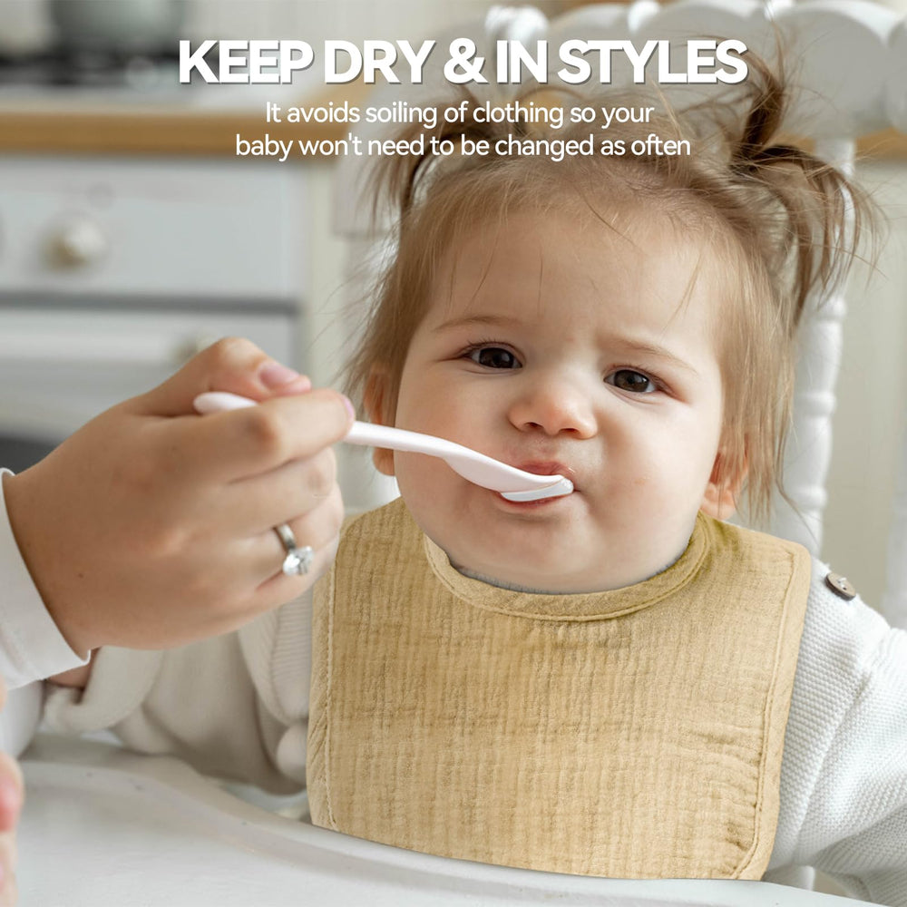 Wrrernsin Muslin Baby Bib travel-fold ready image suggests portability for on-the-go care.
