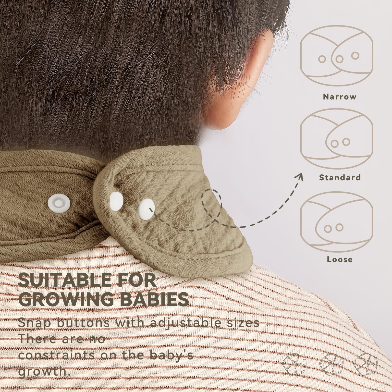Wrrernsin Muslin Baby Bib display of unisex color options for versatile outfits