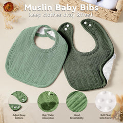 Wrrernsin muslin baby bibs absorbing panel demonstrates fast liquid uptake for drool rich days.