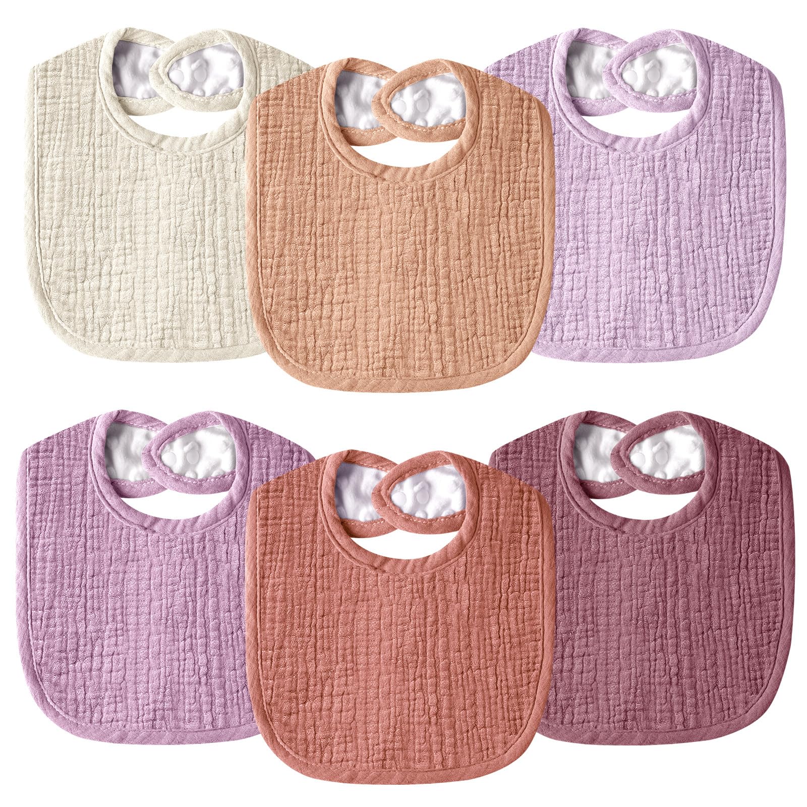 Wrrernsin Muslin Bibs front view with absorbent multi-layer fabric for drool management