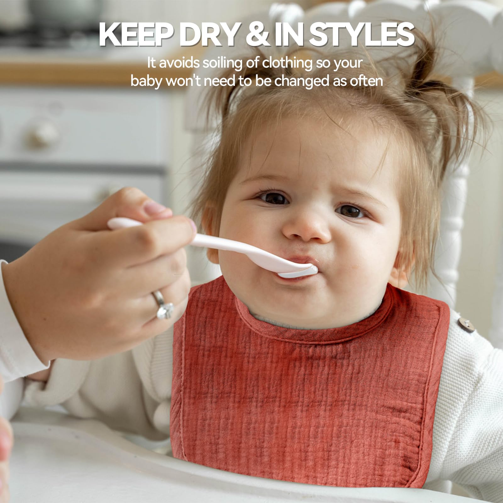 Wrrernsin muslin bibs color set displays unisex neutrals for easy outfit pairing.