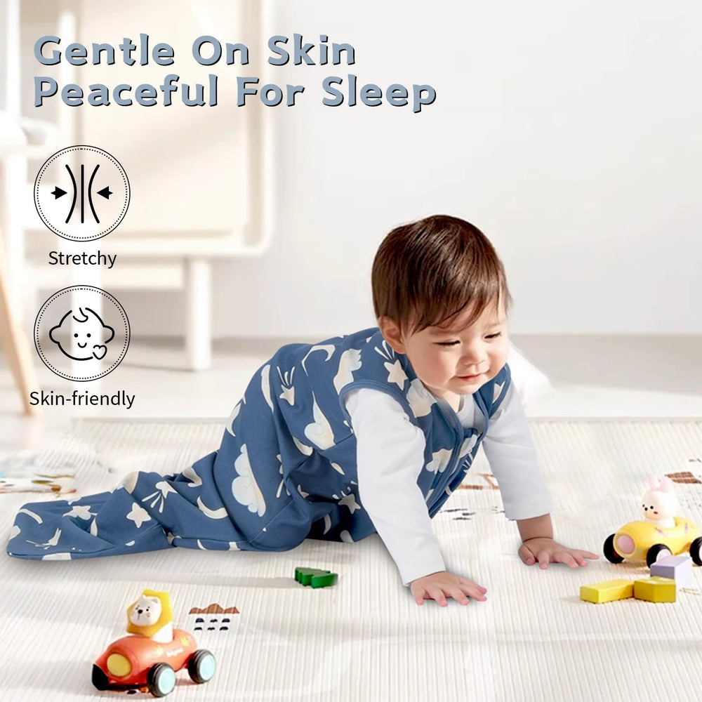 Wrrernsin size chart sleep sack—grows with baby from 0 to 24 months.