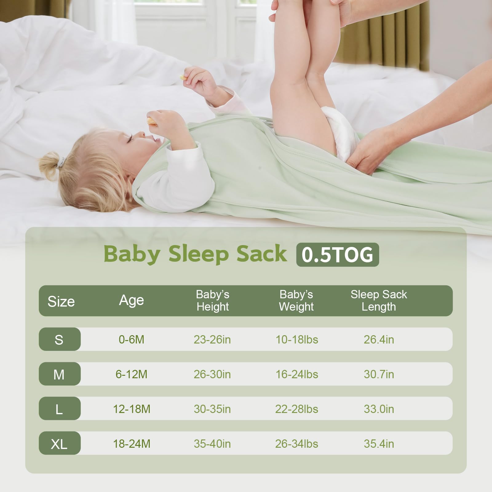 Wrrernsin sleep sack wide bottom provides legroom and movement