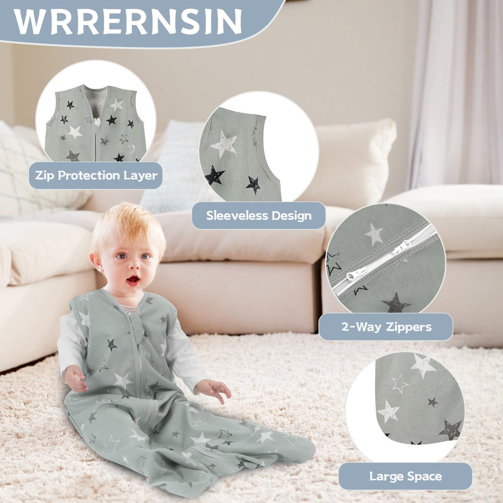 Wrrernsin two-way zip sleep sack—easy diaper changes.