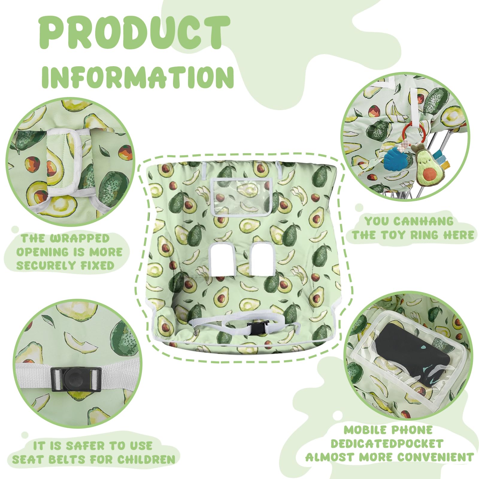 Wruzbxcn shopping-cart-cover safety belt keeps little one secure while shopping