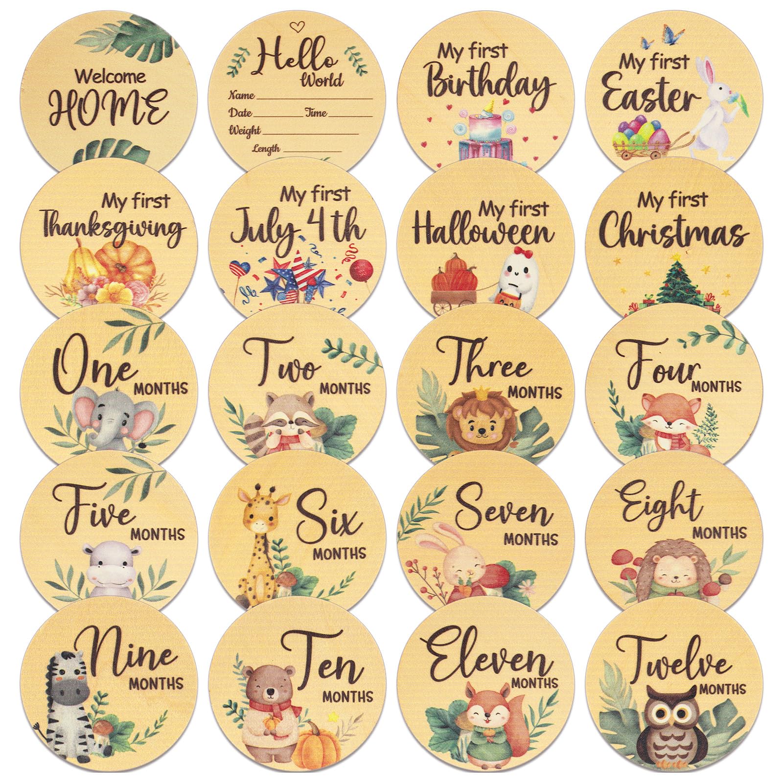 WSICSE baby milestone cards double sided hello world in nursery photography context