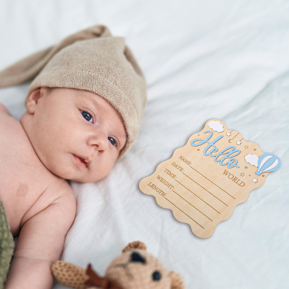 WSICSE Natural wood birth sign with writable area for data.