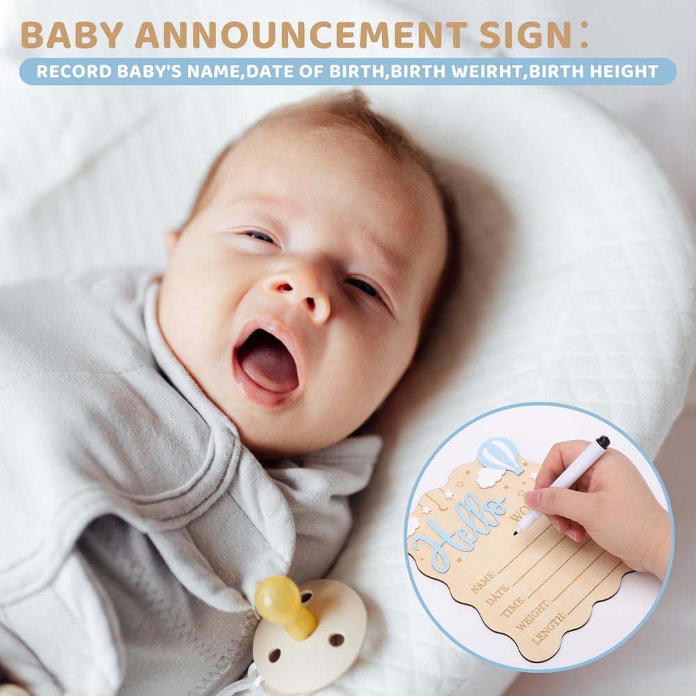 WSICSE Blue birth announcement sign sized 6.88 by 5.7 inches.