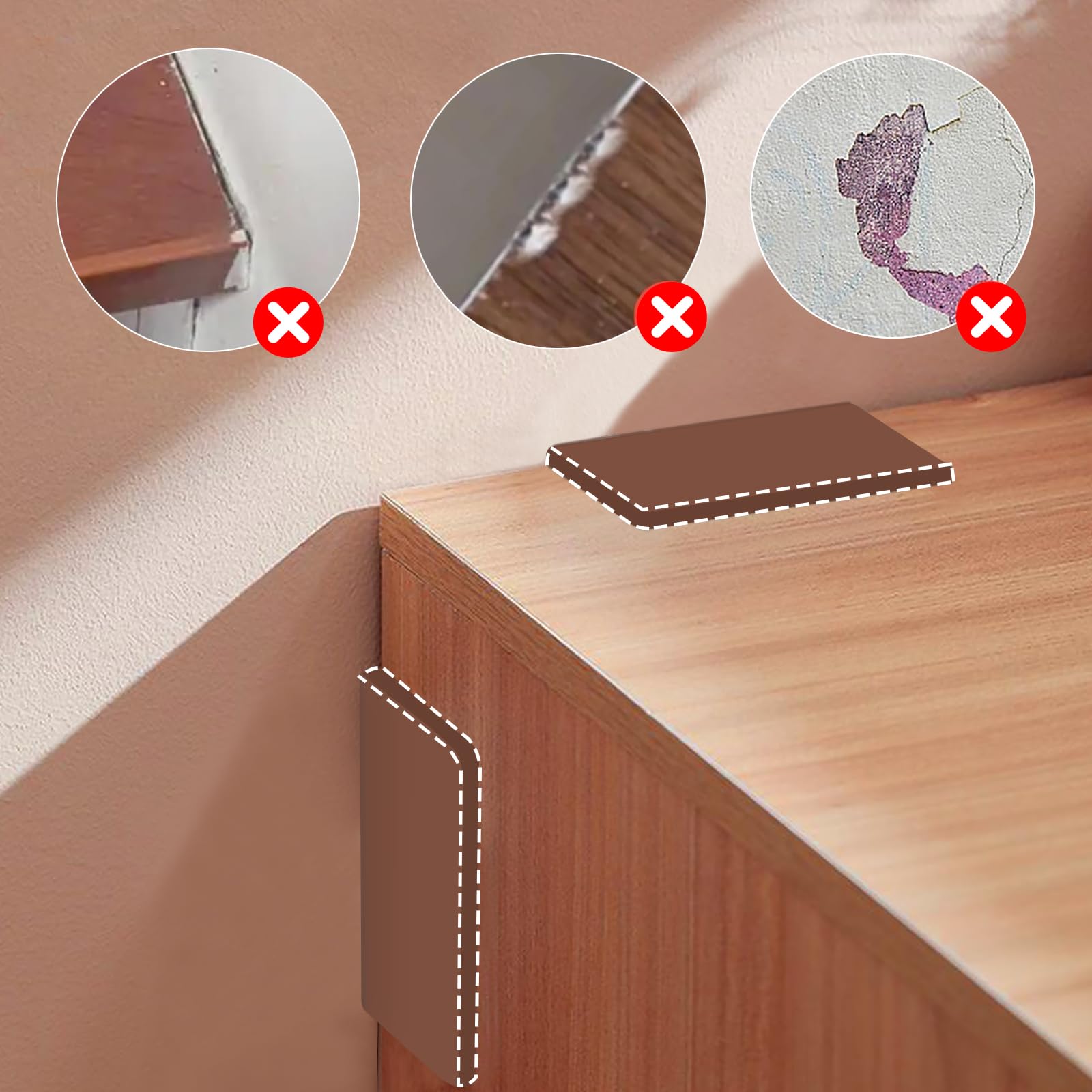WSIWZAI rubber corner protectors on door frames guard against bumps.
