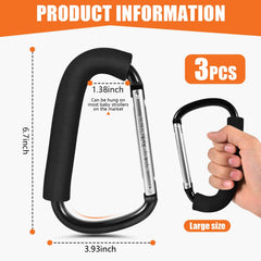 WSSROGY large carabiner close up highlights durable aluminum and foam grip