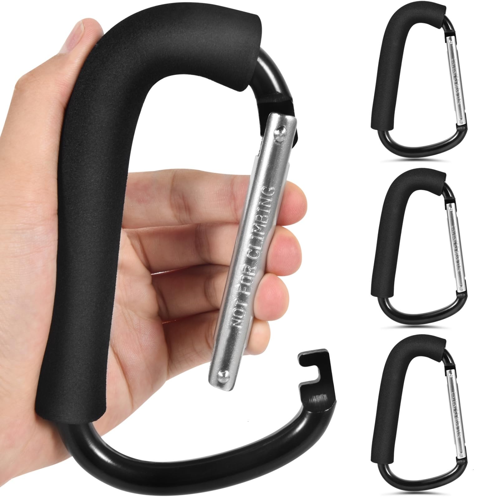 WSSROGY stroller hooks pack 3 outer view shows large capacity for bags on a cart