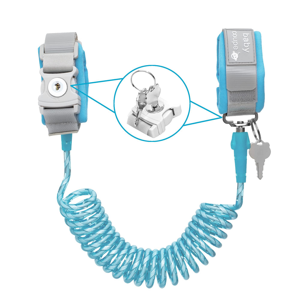 WSZCML Toddler Harness Blue key-lock shows safer wristband access for parents during outings