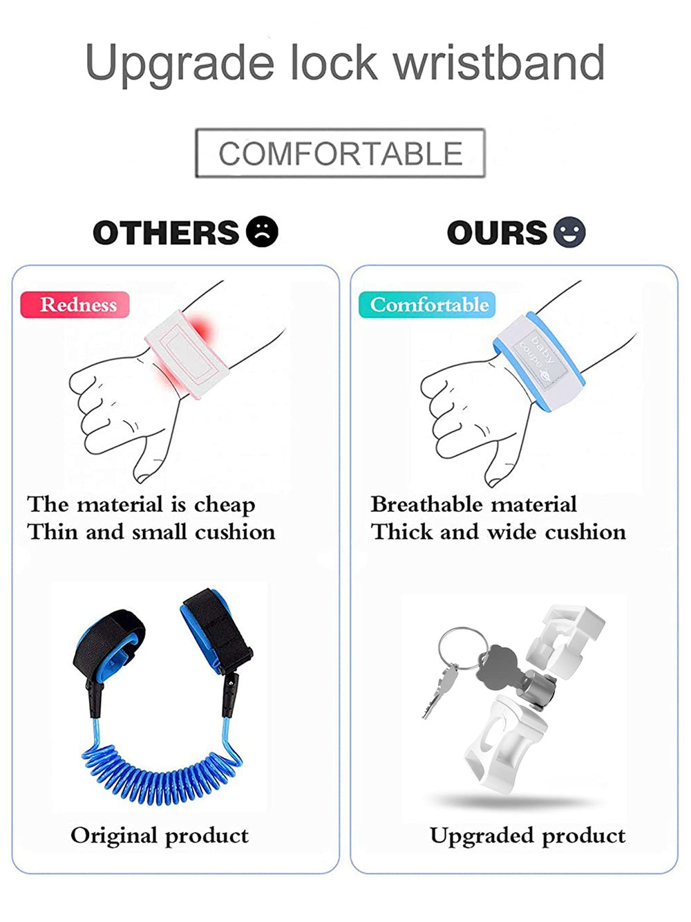 WSZCML Toddler Harness Blue reflective strip increases visibility in low light